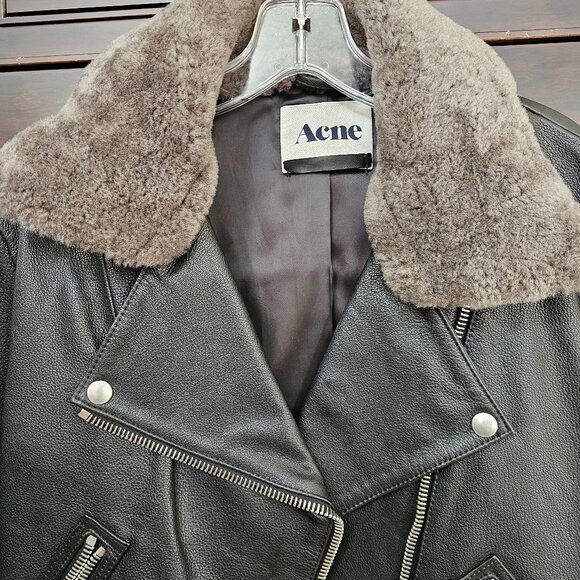 Acne Studios Leather Moto Jacket - Picture 2 of 9